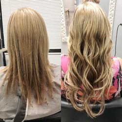 Bridgewater Salon - Brighten up the hair with highlights.  Added some length and volume using Babe tape-in Extentions.