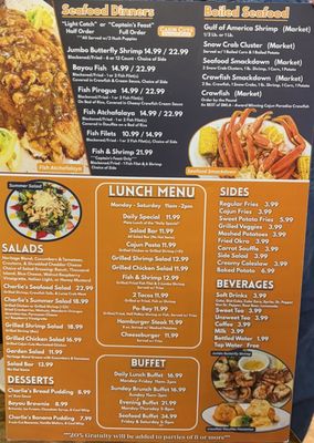 Menu photo 2 Cajun Charlies Sulphur, LA