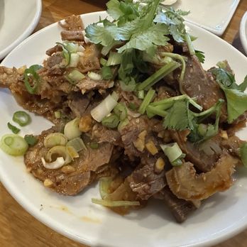 Kung Fu Noodle - Cold (but spicy!) beef shank sliced with tendon.   Superb - Chinese Near Me - Vancouver, British Columbia