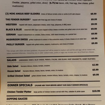 Fenders Bar & Grill - menu - Salad Near Me - Milan, Michigan