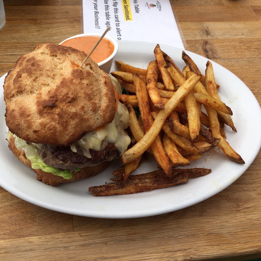 Nectarine Grove - Boss Burger, medium. Fried cooked in avocado oil! This is food coma status right here! - New American Near Me - Encinitas, California Nectarine Grove - Boss Burger, medium. Fried cooked in avocado oil! This is food coma status right here! - New American Near Me - Encinitas, California