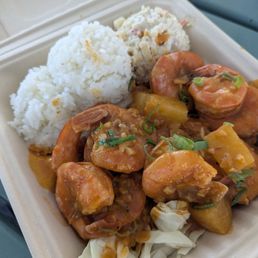 Spicy shrimp and pineapple plate