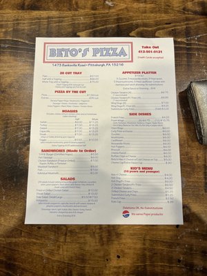 Menu photo 2 Beto's Pizza Pittsburgh, PA