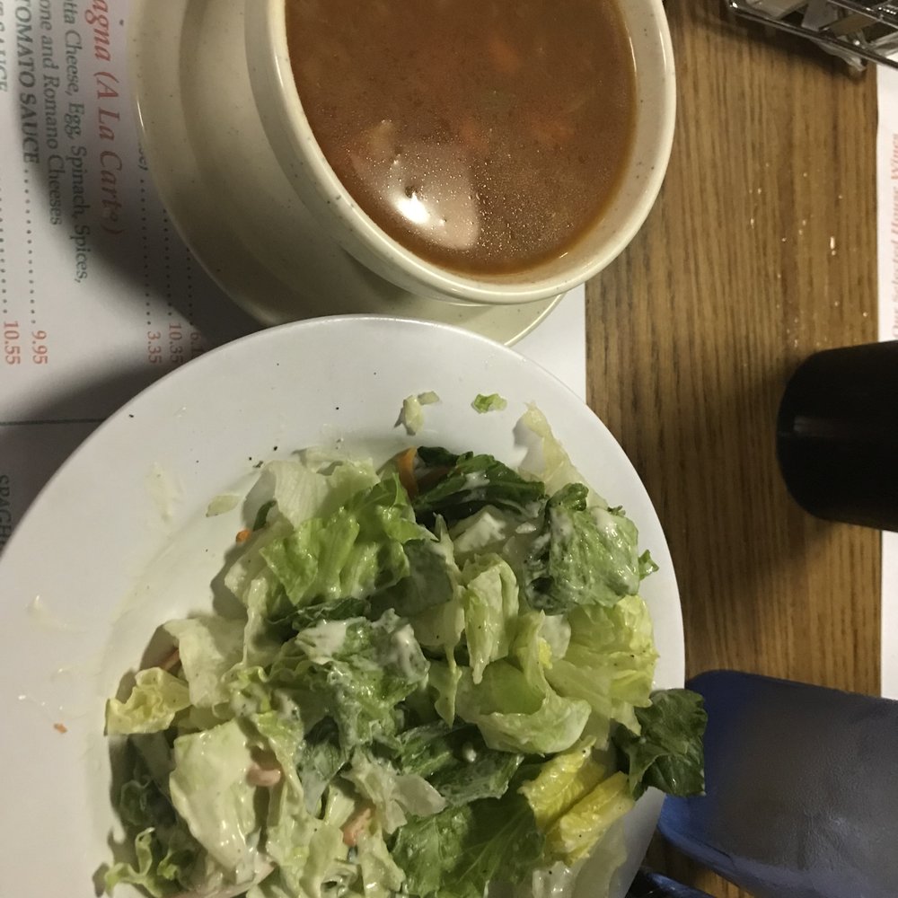 Vince's Spaghetti - vegetable beef soup and salad with bleu cheese. Comes with the "Vince's" dinner - Italian Near Me - Ontario, California Vince's Spaghetti - vegetable beef soup and salad with bleu cheese. Comes with the "Vince's" dinner - Italian Near Me - Ontario, California