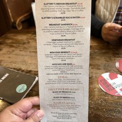 Slattery's - Breakfast menu