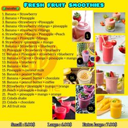 Smoothie God - Fresh Fruit Smoothie Menu
