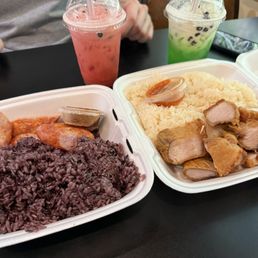Pork Belly w rice Hmong sausage w rice Thai green and Thai red Pork Belly w rice Hmong sausage w rice Thai green and Thai red
