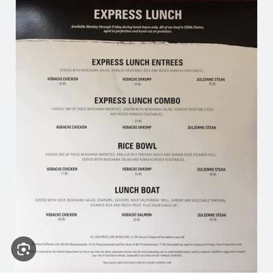 Menu photo 1 Benihana - Encino Encino, CA Menu photo 1 Benihana - Encino Encino, CA