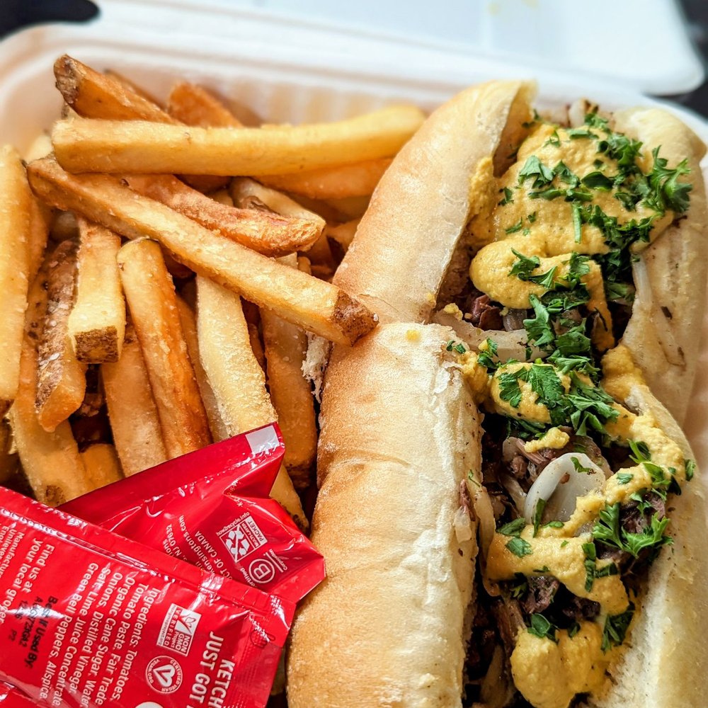 DC Vegan - Vegan Philly Jackfruit (similar to the Philly cheese steak sub) with fries - Vegan Near Me - Washington, DC, District of Columbia