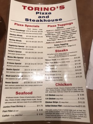 Menu photo 2 Torino Pizza & Steak House Fairfield, IA Menu photo 2 Torino Pizza & Steak House Fairfield, IA