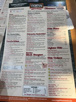 Menu photo 5 Tony's I-75 Restaurant Birch Run, MI Menu photo 5 Tony's I-75 Restaurant Birch Run, MI