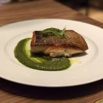 Vidrio - Seared salmon with pistachio pesto - Mediterranean Near Me - Raleigh, North Carolina Vidrio - Seared salmon with pistachio pesto - Mediterranean Near Me - Raleigh, North Carolina
