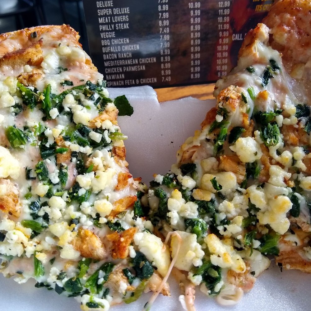 Grub Inn Pizza & Grill - Spinach Feta Chicken Shawarma Pizza OMG Wonderful - Pizza Near Me - Dearborn, Michigan