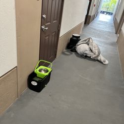 The Avenue at Naranja - This is the type of people that live here. People that think they can dump their trash and leave mop buckets in the hallway