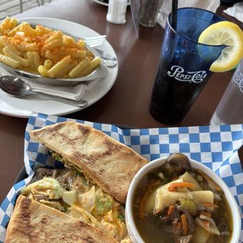 Reno's On The Runway - Delicious Chipotle Steak Sandwich lunch special with side beef mushroom noodle soup. Will skip the runny Mac-n-cheese next time. - Soup Near Me - Yakima, Washington Reno's On The Runway - Delicious Chipotle Steak Sandwich lunch special with side beef mushroom noodle soup. Will skip the runny Mac-n-cheese next time. - Soup Near Me - Yakima, Washington