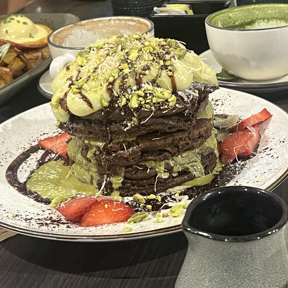 Brunch by De Martino - Dubai chocolate pancakes - Latin American Near Me - Somerville, New Jersey
