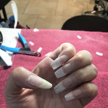 Sparkles Nail Bar & Spa - Thumb nail is my real nail but the others were Cinderella's step sisters! - Nail Salons Near Me - San Antonio, Texas