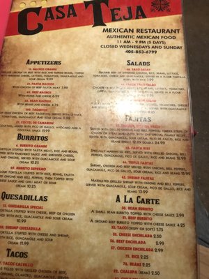 Menu photo 2 Casa Teja Hennessey, OK