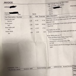 Charge for new brakes. Charge for new brakes.