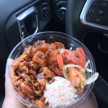 Poke Market - Marlin & Spicy Ahi w/crab & tomato on sushi rice - Poke Near Me - Hilo, Hawaii Poke Market - Marlin & Spicy Ahi w/crab & tomato on sushi rice - Poke Near Me - Hilo, Hawaii