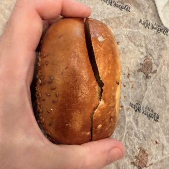 Jeff's Bagel Run - Poorly Bifurcated Bagel - Didn't even fit in the toaster - Coffee & Tea Near Me - Orlando, Florida