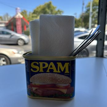 Spoon And Fork - utensils holder in a spam container - so cute - Filipino Near Me - Sacramento, California