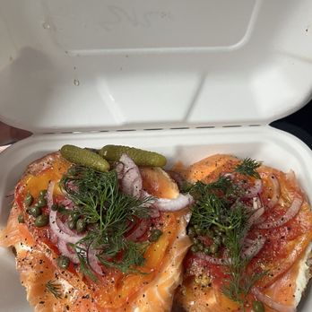 Courage Bagels - Salmon on plain bagel - Bagels Near Me - Los Angeles, California Courage Bagels - Salmon on plain bagel - Bagels Near Me - Los Angeles, California