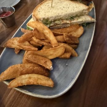 American Social - Santa Fe Turkey Club with Wedge Fries - Cocktail Bars Near Me - Boca Raton, Florida