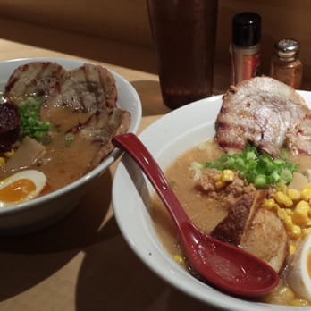 Ramen Misoya - Right ramen is the chashu hokkaido style Left is a "spicy" ramen version - Ramen Near Me - Mount Prospect, Illinois