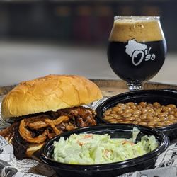 O'so Brewing Company - Pulled pork sandwich meal, paired with Narcissist Bourbon barrel aged beer.
