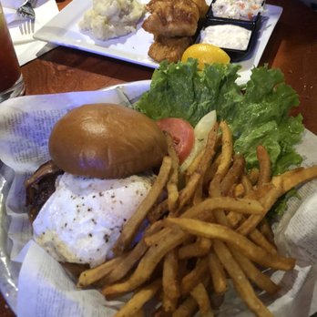 Copper Kettle - Fish and chips and Bleu Cheese Bacon Burger - Burgers Near Me - Dubuque, Iowa