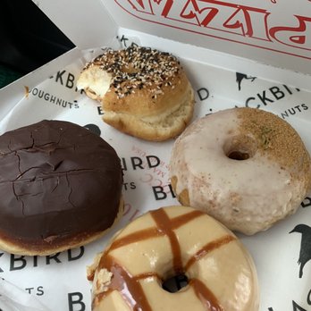 Blackbird Doughnuts - Brighton - L-R, Top to Bottom: Everything Doughnut, Key Lime Doughnut, Boston Cream Doughnut, Bananas Foster Doughnut - Donuts Near Me - Brighton, Massachusetts