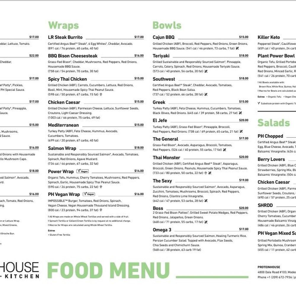 PROTEINHOUSE - Food Menu - Juice Bars & Smoothies Near Me - Modesto, California PROTEINHOUSE - Food Menu - Juice Bars & Smoothies Near Me - Modesto, California