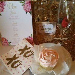 Let Them Eat Cake - Cupcake with edible gold glitter unwrapped from its tulip liner (which forms a handy dandy plate for the cupcake).