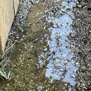B’s Landscaping - Standing water at fence line and Flooded flower bed - Landscaping Near Me
