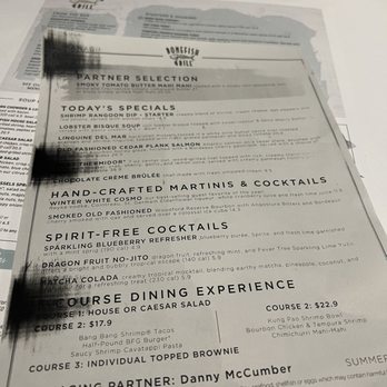 Bonefish Grill - A menu is part of the first impression. Our meal was as disappointing as this menu. - Seafood Near Me - Las Vegas, Nevada