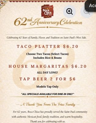 Menu photo 1 Boca Chica Restaurant Saint Paul, MN Menu photo 1 Boca Chica Restaurant Saint Paul, MN