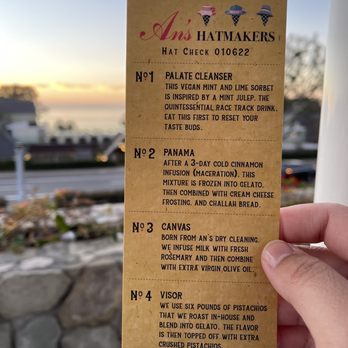 An's Hatmakers - Sample menu - Gelato Near Me - Del Mar, California An's Hatmakers - Sample menu - Gelato Near Me - Del Mar, California