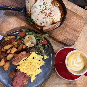 Milk & Honey Cafe - Breakfast Plate, Three Eggs in Helll - Coffee & Tea Near Me - Brooklyn, New York Milk & Honey Cafe - Breakfast Plate, Three Eggs in Helll - Coffee & Tea Near Me - Brooklyn, New York