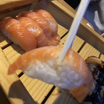 Sushi Grove - Such a sad, thin, too much rice, salmon nigiri - Sushi Bars Near Me - Buffalo Grove, Illinois Sushi Grove - Such a sad, thin, too much rice, salmon nigiri - Sushi Bars Near Me - Buffalo Grove, Illinois