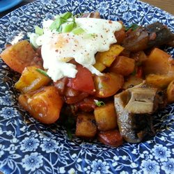 Garfunkels Restaurants - Hash - a mix of large cut roasted veg with egg.