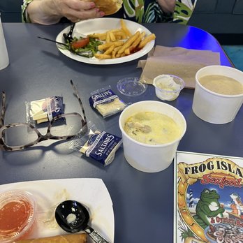 Frog Island Seafood - Crab cake sandwich, pork and shrimp egg rolls, she crab soup, and creamy oyster stew. All were excellent! Total bill $50. - Seafood Markets Near Me - Barco, North Carolina Frog Island Seafood - Crab cake sandwich, pork and shrimp egg rolls, she crab soup, and creamy oyster stew. All were excellent! Total bill $50. - Seafood Markets Near Me - Barco, North Carolina