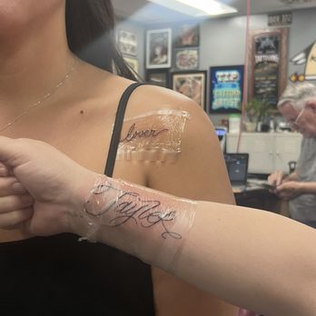 American Vintage Tattoo - My laser and her moms tattoo - Tattoo Near Me - Orange, California American Vintage Tattoo - My laser and her moms tattoo - Tattoo Near Me - Orange, California