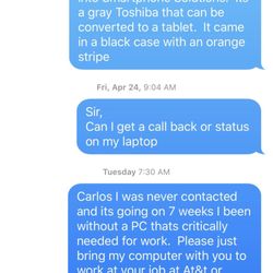 SmartPhone Cellular Tech Solutions - Me pleading just to get my laptop back with their IT guy who never responds