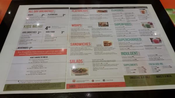 Menu photo 1 Tropical Smoothie Cafe Richmond, VA
