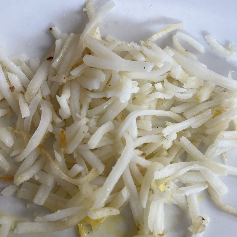 Nearly raw hash brown potatoes Nearly raw hash brown potatoes
