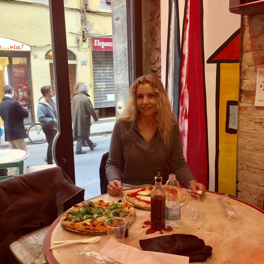 Pizza Napoli 1955 - Kimberly with my Rucola pizza and her margarita pizza - Pizza Near Me - Florence, FI Pizza Napoli 1955 - Kimberly with my Rucola pizza and her margarita pizza - Pizza Near Me - Florence, FI