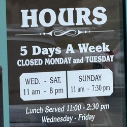 Chef Lee's Mandarin House II - The posted hours