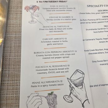 Sardinia by Zona Blu - Happy hour menu - Sardinian Near Me - Sunrise, Florida
