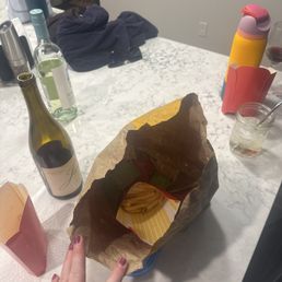 All the sauces and 3 out of the 5 fries cause we ate two but yet again not one bag of apple slices out of the four I order. All the sauces and 3 out of the 5 fries cause we ate two but yet again not one bag of apple slices out of the four I order.